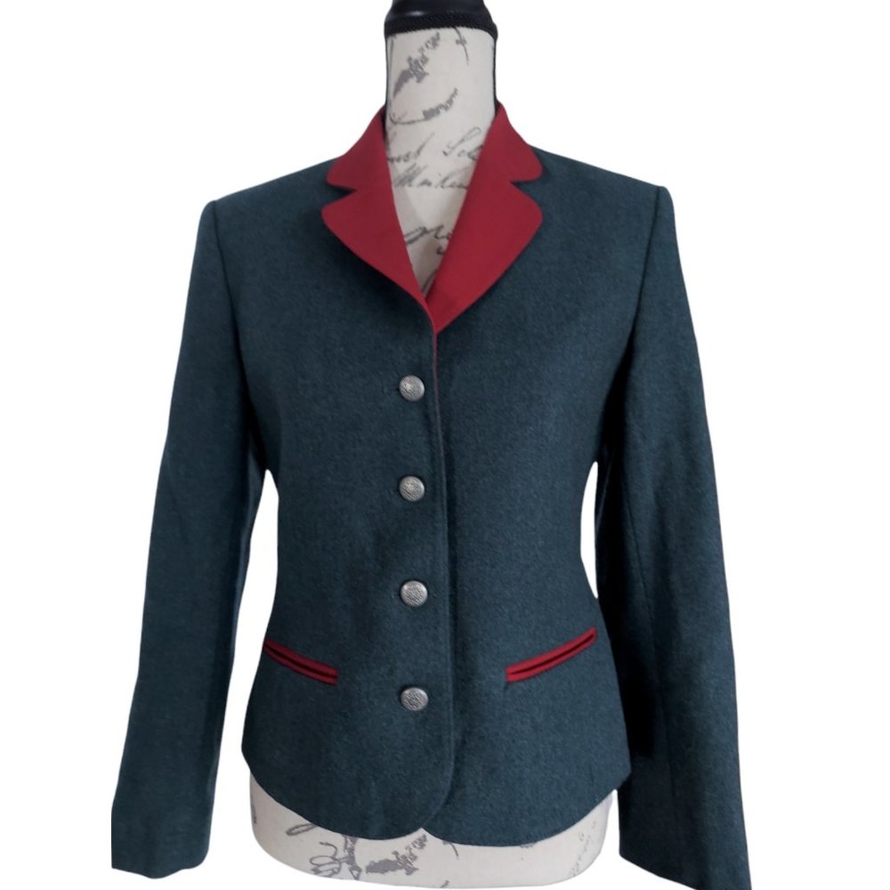 NWOT MISS PENDLETON Women's Blue/Green & Red 4 Button Blazer Jacket Size 6 USA
